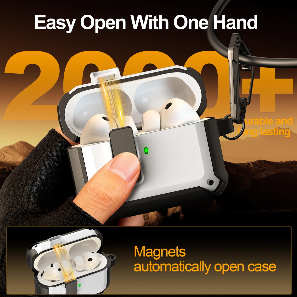 RFUNGUANGO AirPods Pro 3 case front LED stays visible during charging
