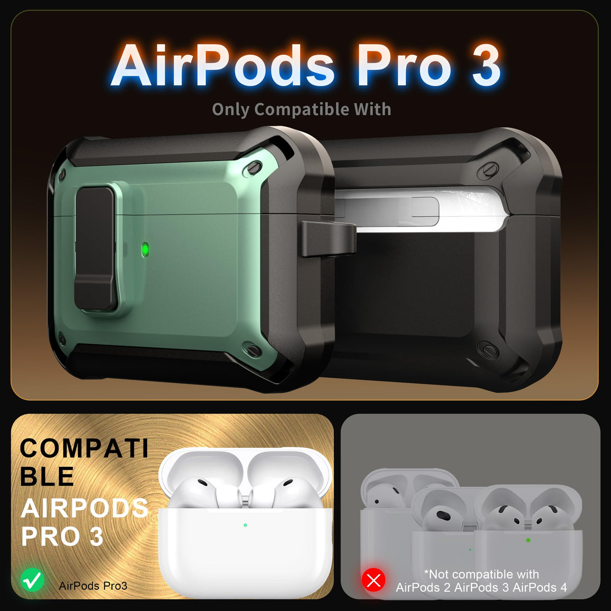 RFUNGUANGO AirPods Pro 3 case with automatic pop-up for easy access.