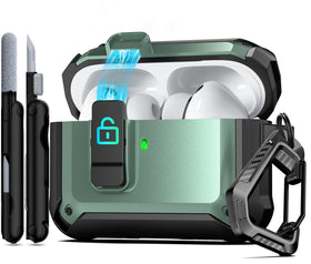 RFUNGUANGO AirPods Pro 3 case in green with safety lock protects against drops and scratches.