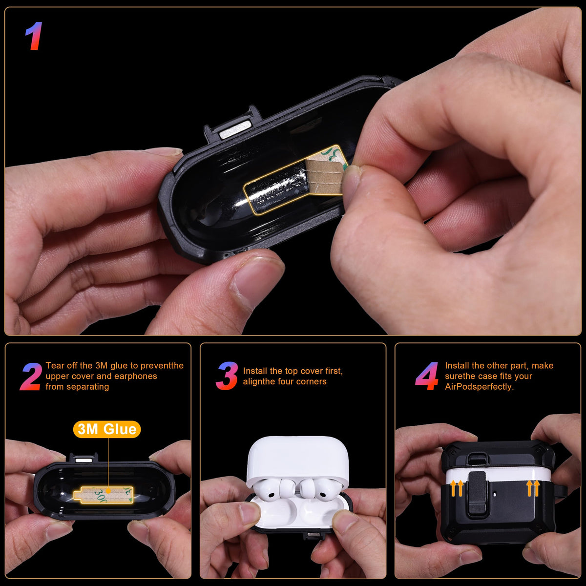 RFUNGUANGO AirPods Pro 3 Case rugged hard TPU shell resists scratches.