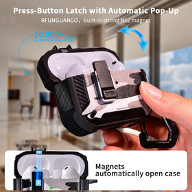RFUNGUANGO AirPods Pro 3 case with MagSafe compatibility for easy charging.