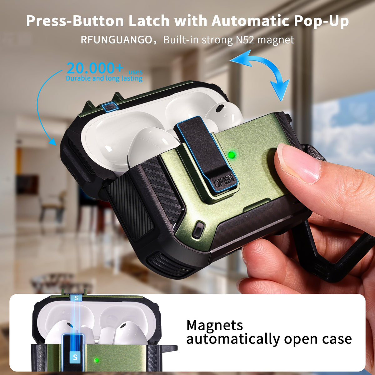 RFUNGUANGO AirPods Pro 3 case MagSafe ready for reliable wireless charging