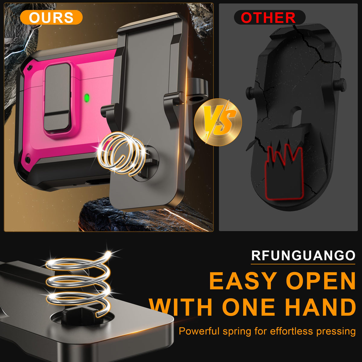 RFUNGUANGO AirPods Pro 3 Case in Rose hard-shockproof against daily knocks