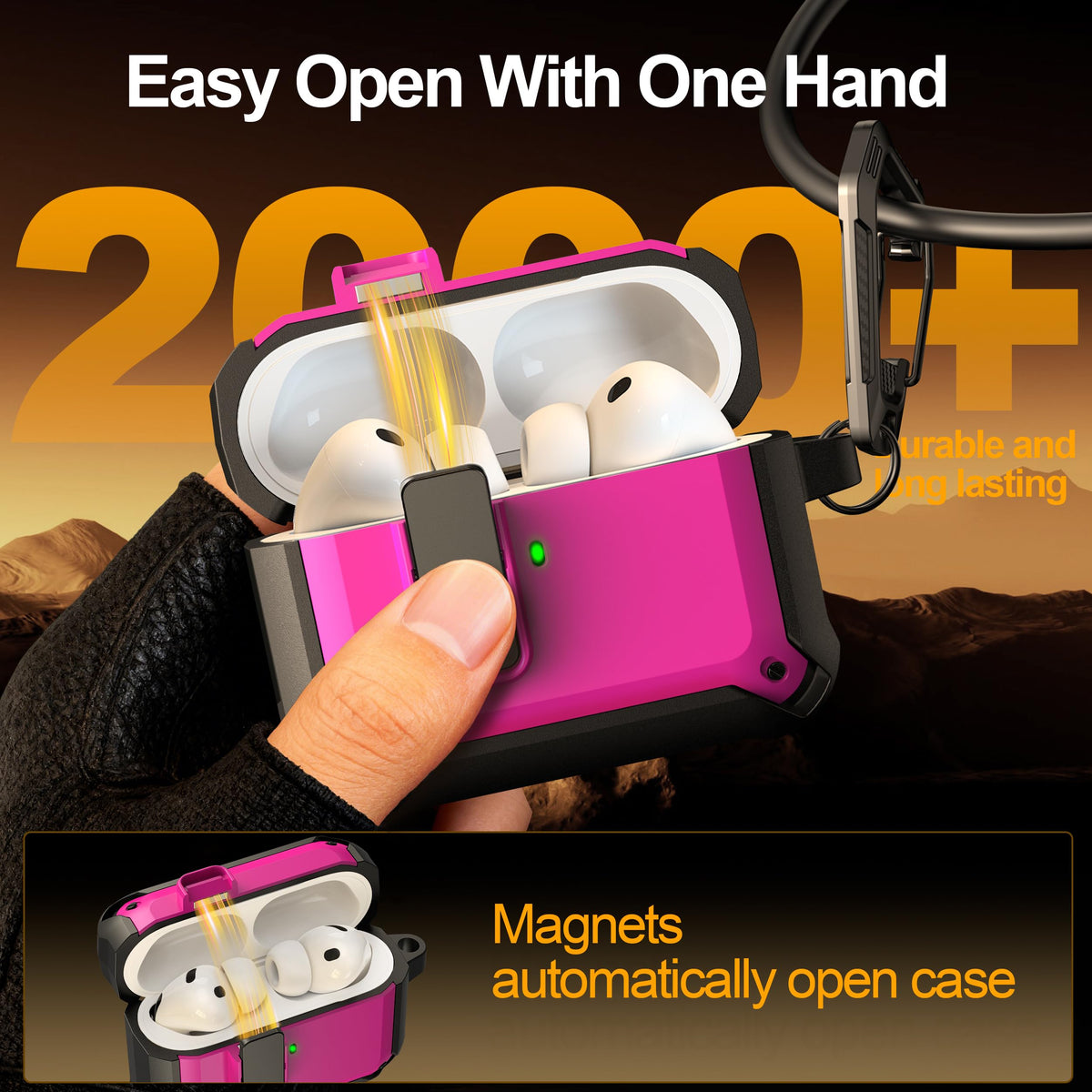 RFUNGUANGO AirPods Pro 3 Case in Rose includes accessories for portability