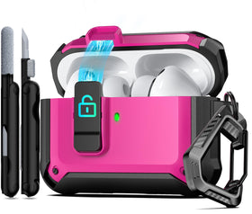 RFUNGUANGO AirPods Pro 3 Case in Rose with safety lock for secure daily carry