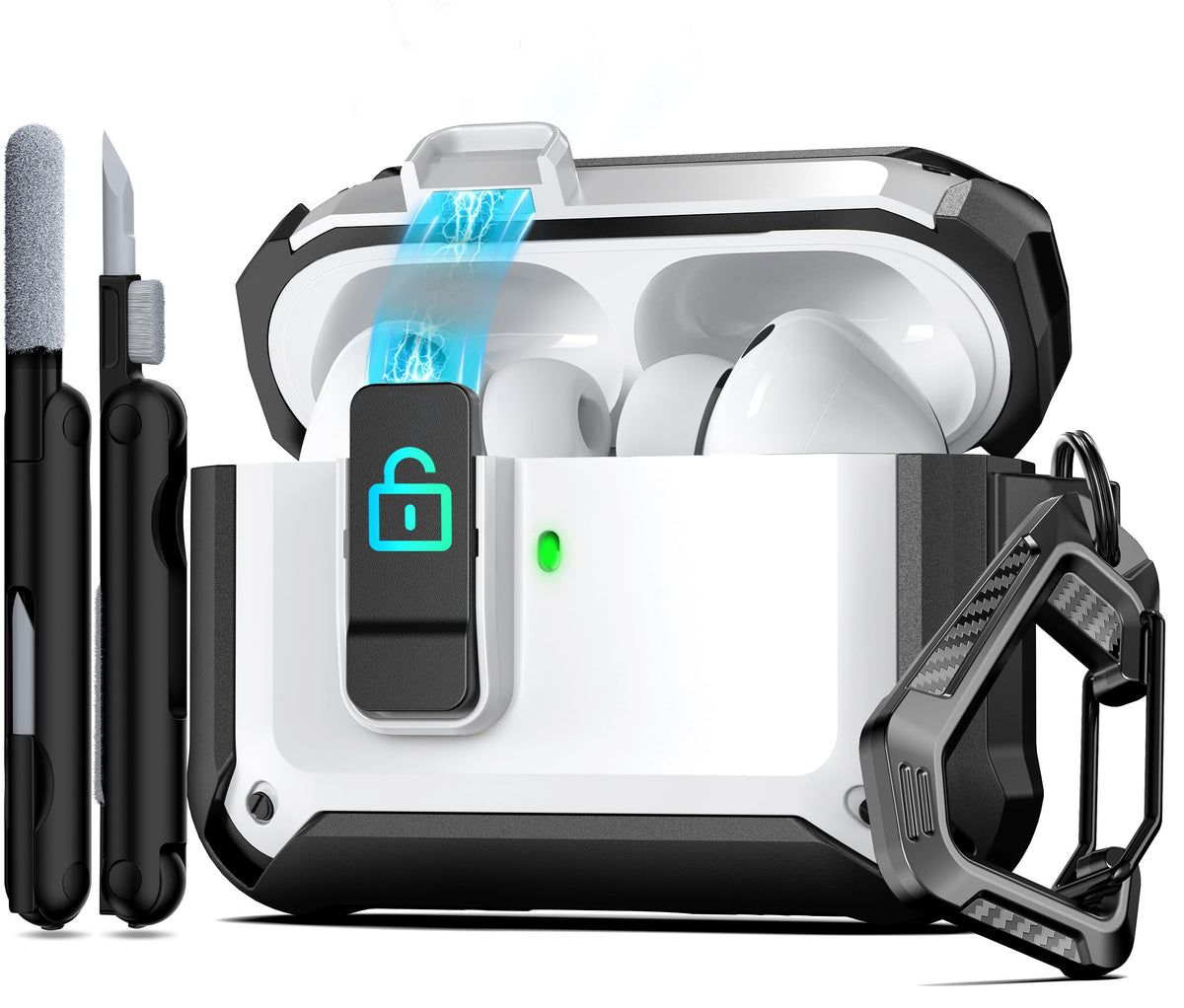 RFUNGUANGO AirPods Pro 3 case with safety lock provides secure closure for on-the-go use