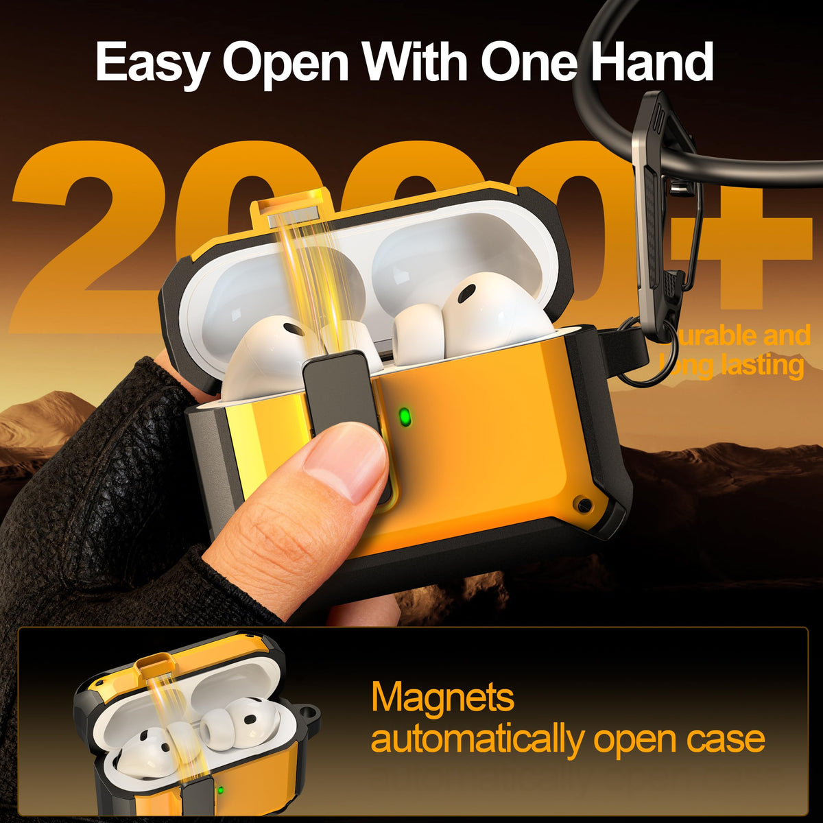 RFUNGUANGO AirPods Pro 3 case yellow reinforced edges protecting drops