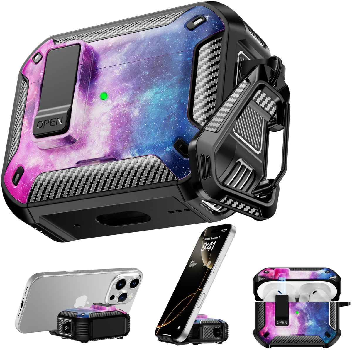 RFUNGUANGO AirPods Pro 3 starry sky case front view shows protection and style