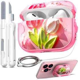 RFUNGUANGO AirPods Pro Case Pink Tulip front view protects and styles your case