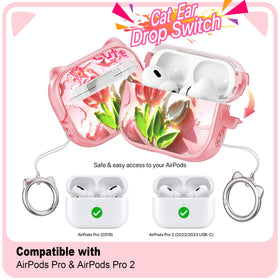 RFUNGUANGO AirPods Pro Case Pink Tulip lock-system keeps case securely closed