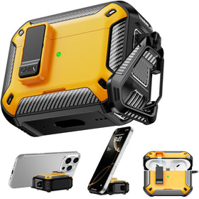 RFUNGUANGO AirPods Pro case yellow with lid open for easy access