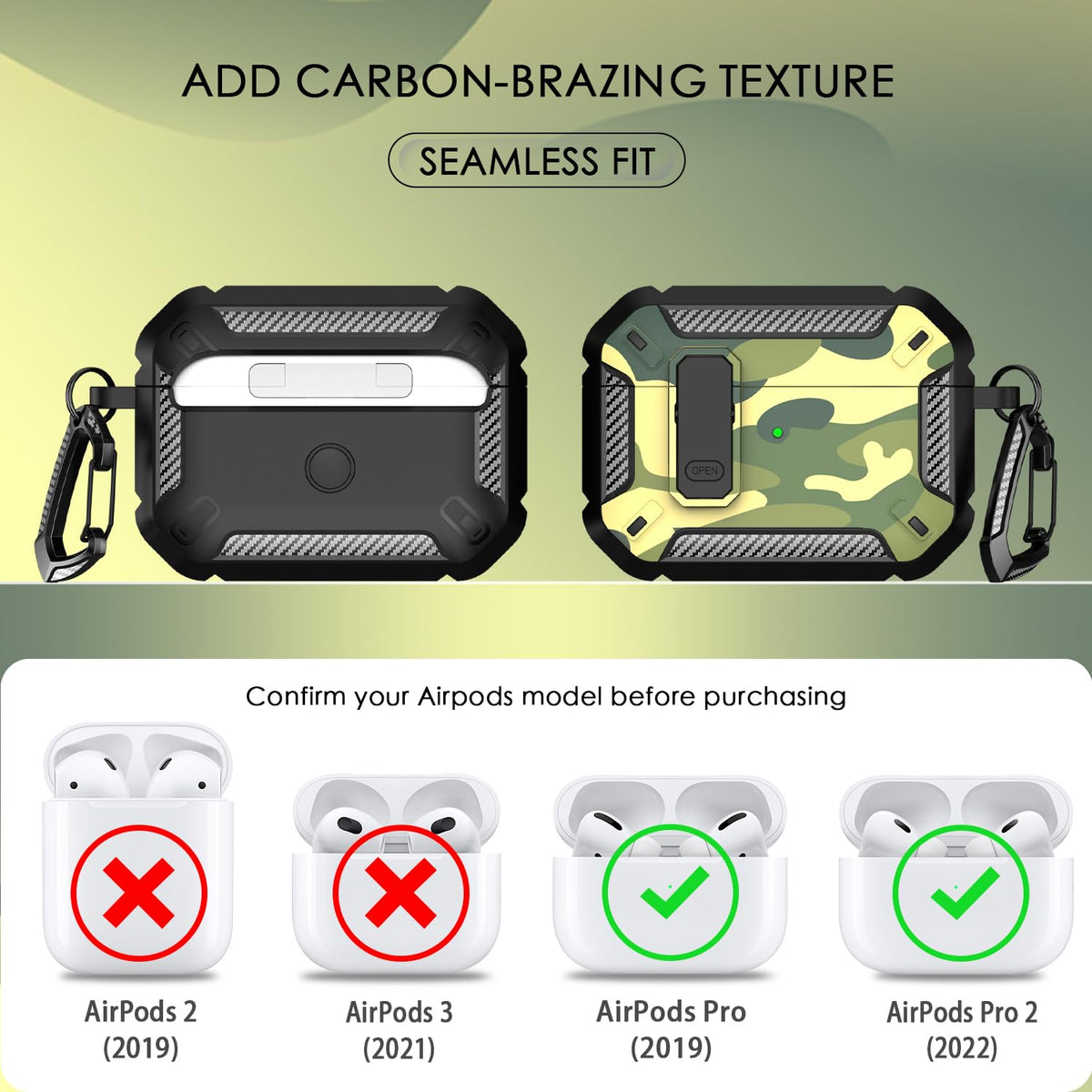 RFUNGUANGO AirPods Pro 2 Jungle camouflage case blends in stylishly.
