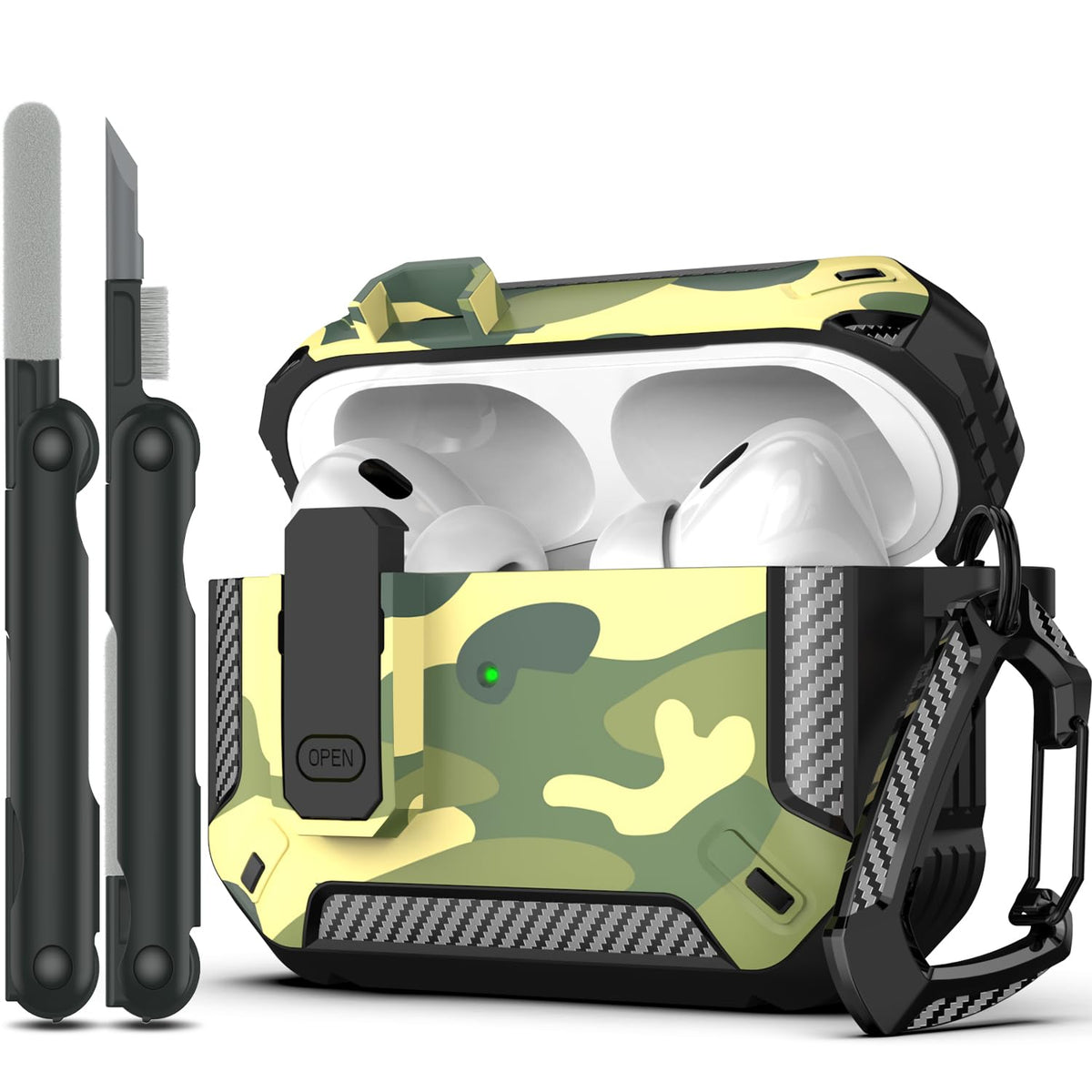 RFUNGUANGO AirPods Pro 2 case with visible LED indicator for charging status.