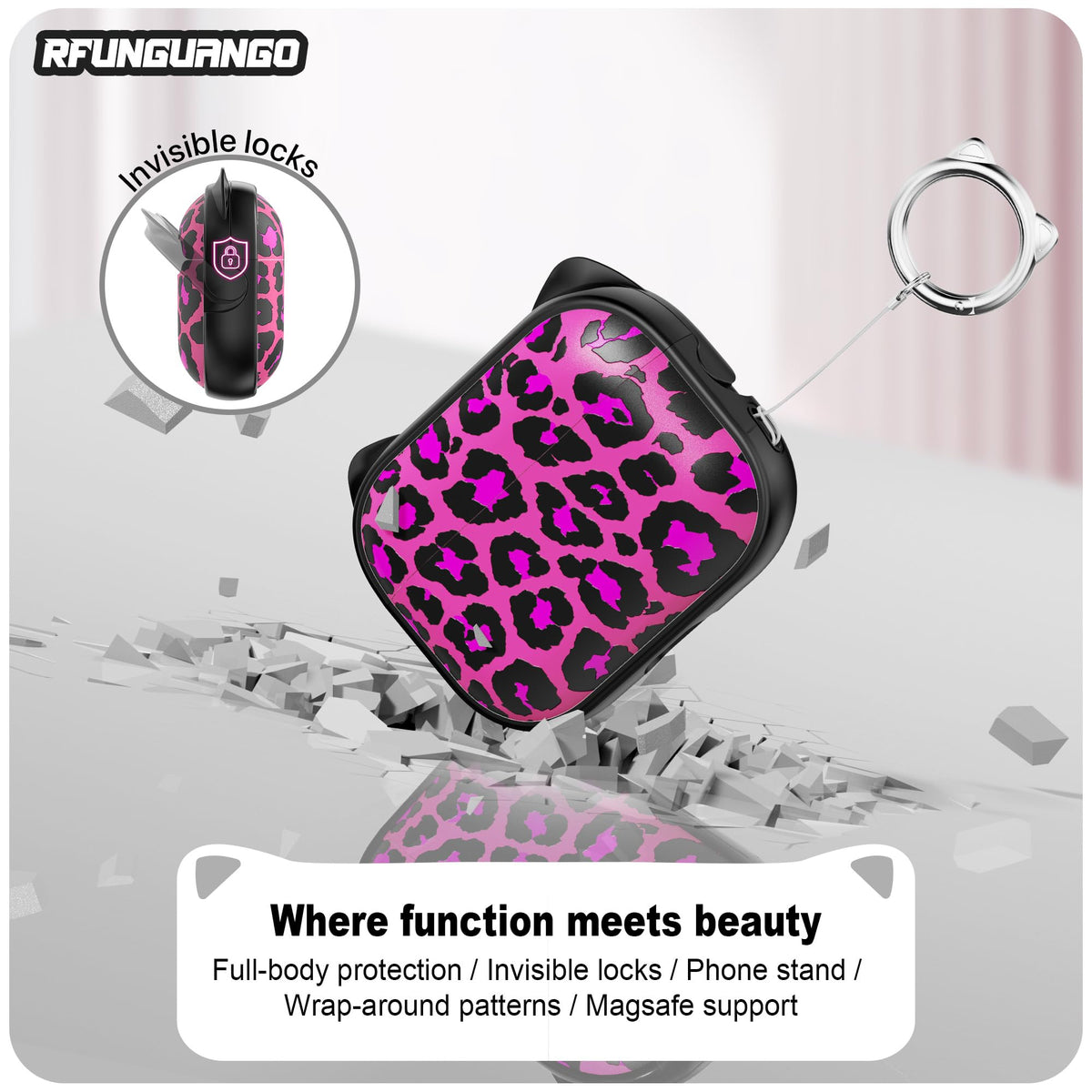 RFUNGUANGO AirPods Pro 3 case stand function for emergency viewing