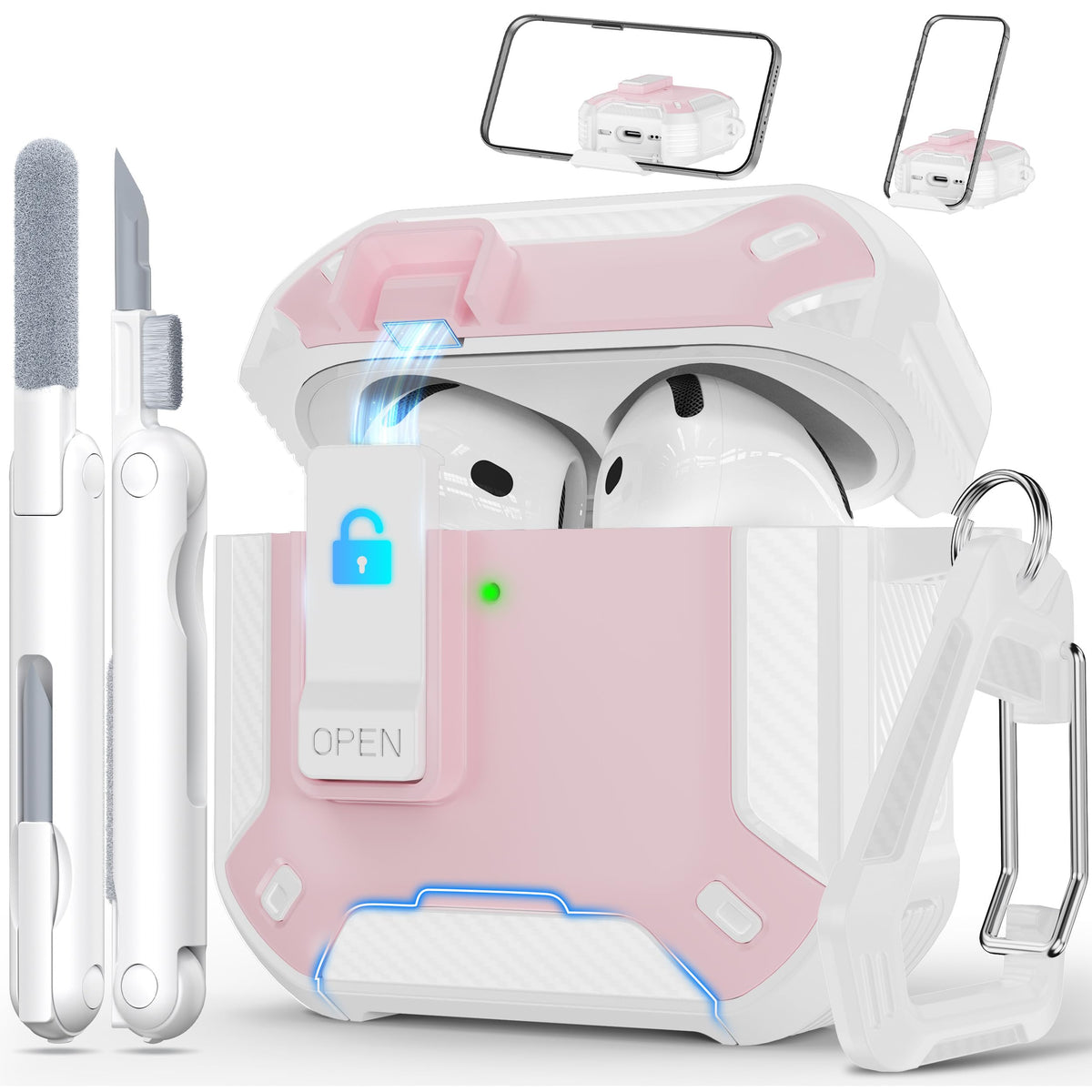 RFUNGUANGO AirPods 4th gen case front view showing protective shell and accessibility