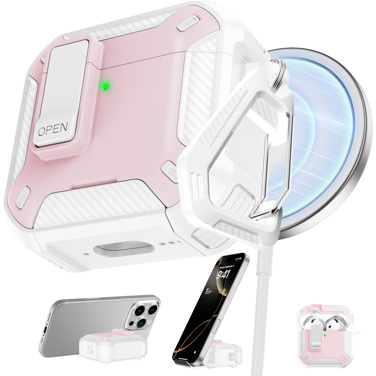 RFUNGUANGO AirPods 4 case front view with secure magnetic latch