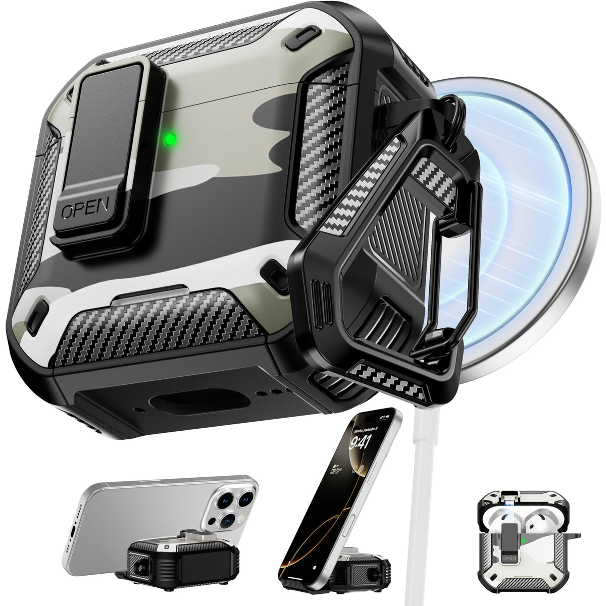 RFUNGUANGO AirPods 4 case with magnetic lock secures MagSafe charging