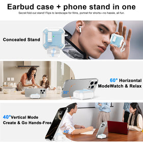 RFUNGUANGO AirPods 4 case, MagSafe-ready back magnets for charging.