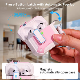 RFUNGUANGO AirPods 4 case with built-in phone stand for hands-free viewing