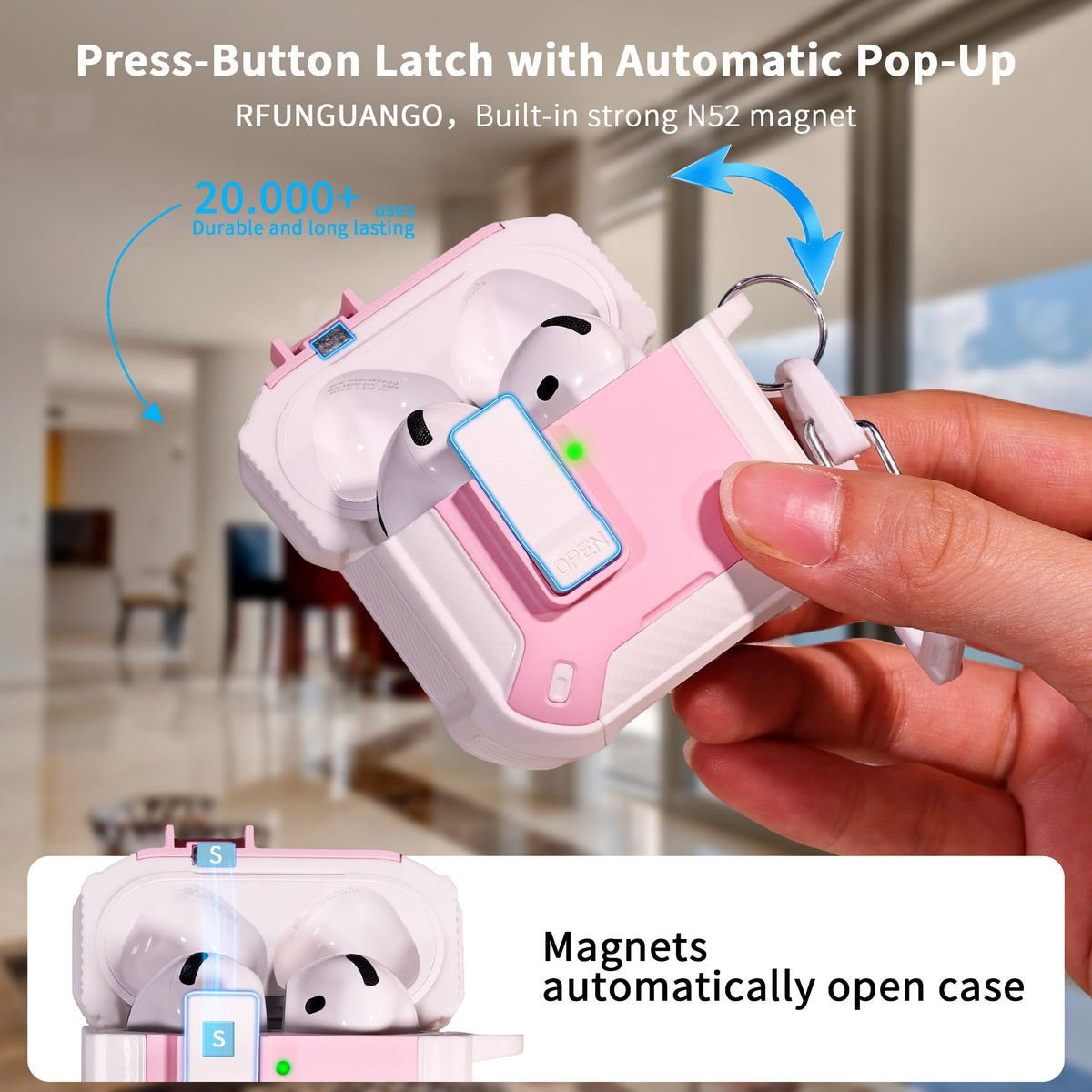 RFUNGUANGO AirPods 4th gen case with phone stand for hands-free viewing