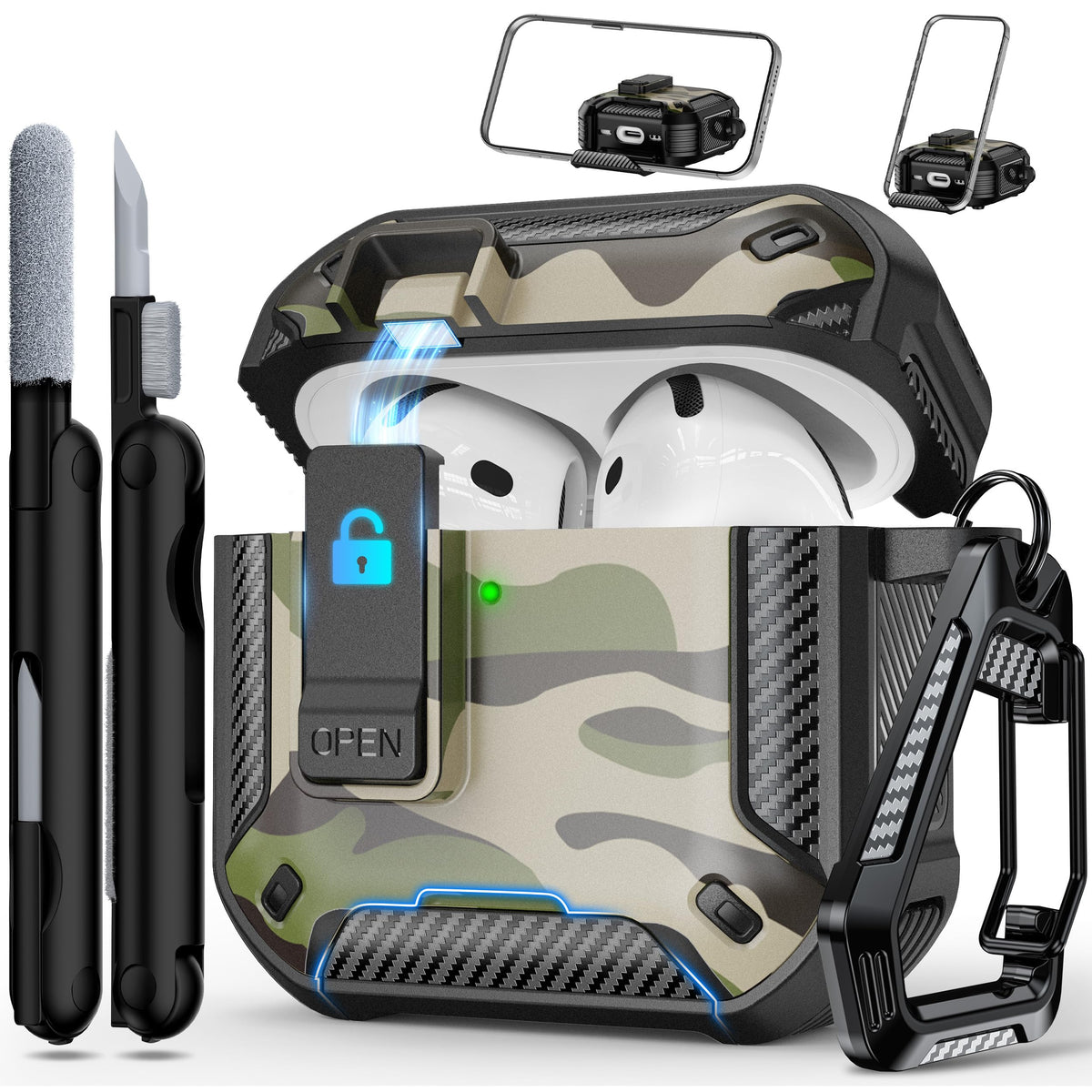RFUNGUANGO AirPods 4 Snow Camouflage case offers secure protection on the go.