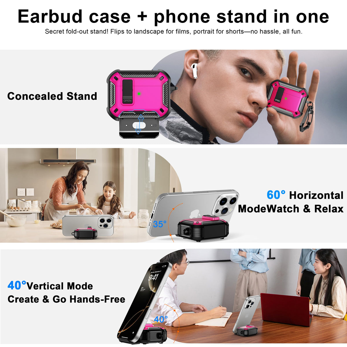 RFUNGUANGO case with automatic lid pop open and carabiner for portable use
