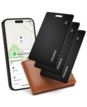 Rhinokey Apple Find My wallet tracker card enables seamless iPhone tracking.