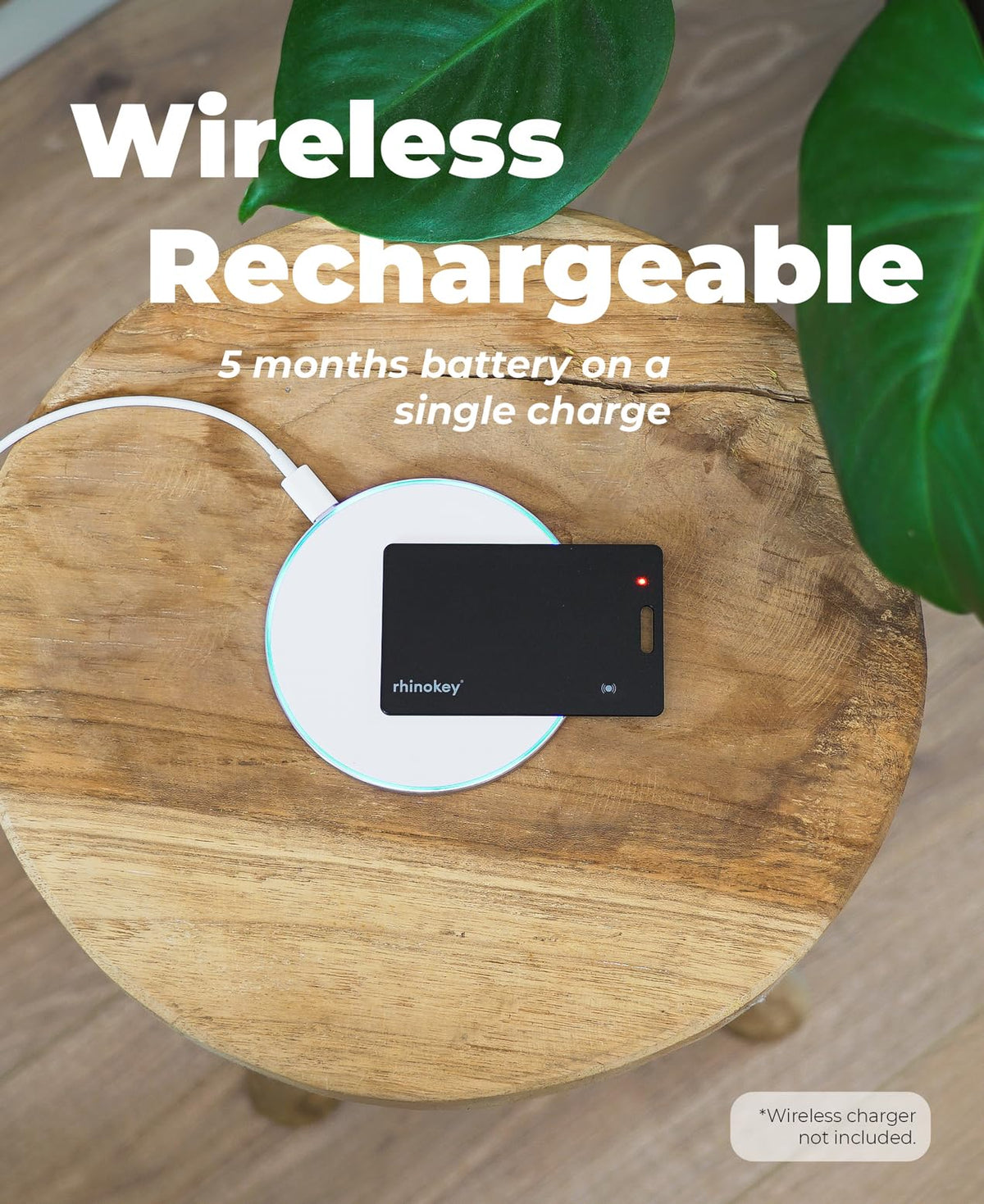 rhinokey on a magsafe charger showing wireless recharge convenience