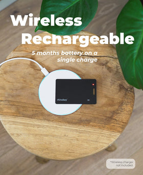 rhinokey on a magsafe charger showing wireless recharge convenience