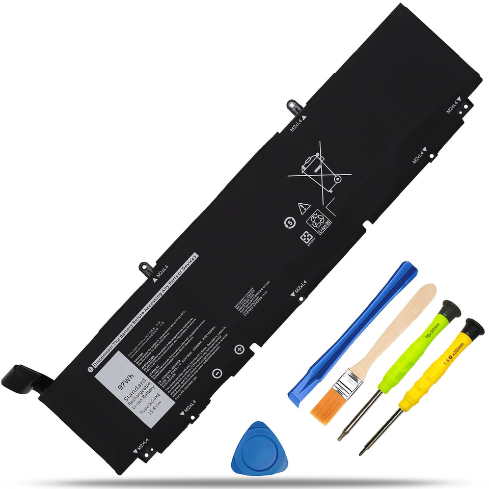 RHKRKQN front view of replacement battery showing full pack and benefits of restored runtime