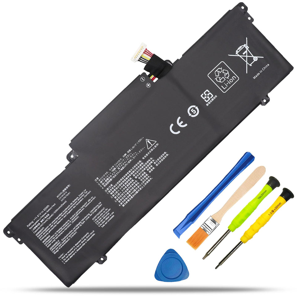 RHKRKQN front view of replacement battery showing model and benefits