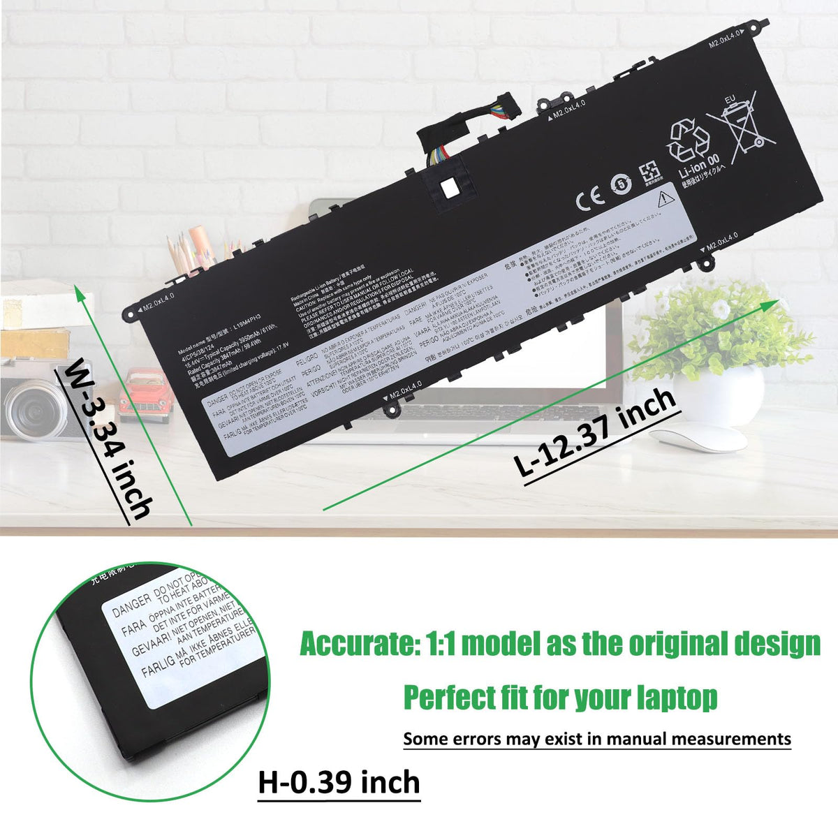 RHKRKQN battery installed in Lenovo Yoga Slim 7 Pro demonstrating proper fit