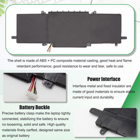 RHKRKQN battery next to ruler showing scale and correct laptop fit