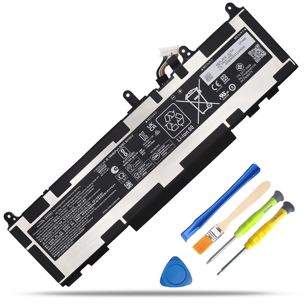RHKRKQN WP03XL battery front view showing shape and fit benefit