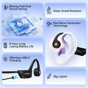 Rhyfell open-ear headphones compact carrying case for travel