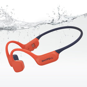 Rhyfell swimming headphones with IP68 swimproof protection for pool sessions