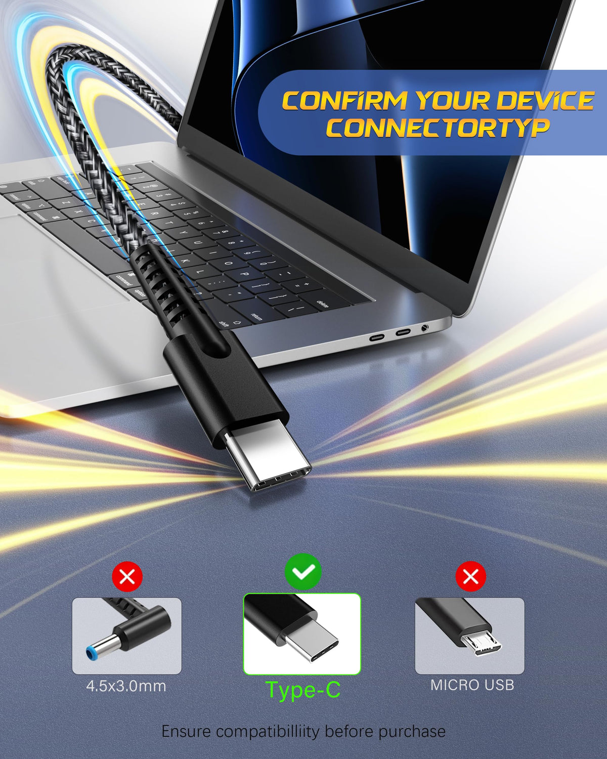 RicChic 65W USB-C charger compatible with Chromebook for everyday use