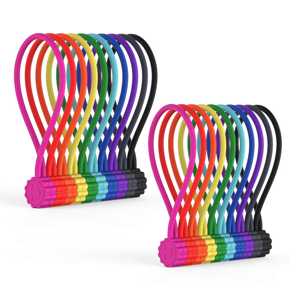 Rich&Ray silicone magnetic cable ties in ten colors organize cables at a glance.