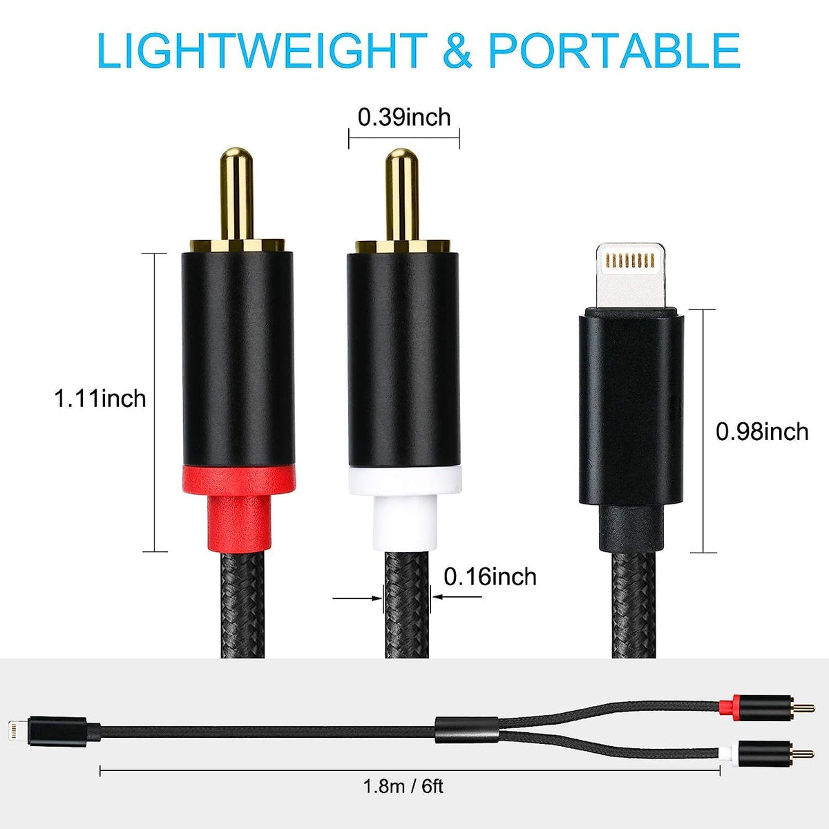 RICHUPON Lightning to RCA cable used with home theater systems for rich audio