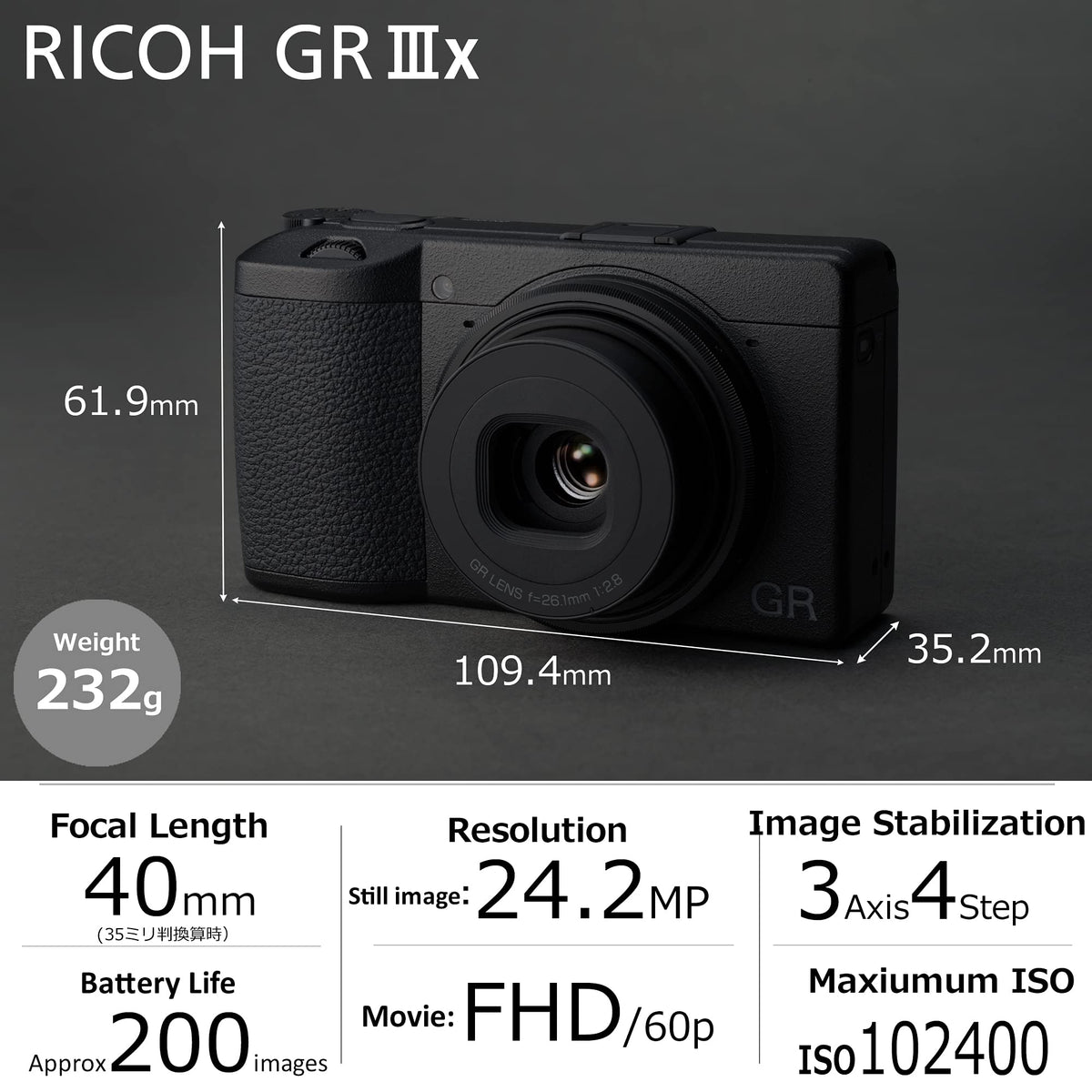 Ricoh GR IIIx compact design makes everyday photography easily portable.