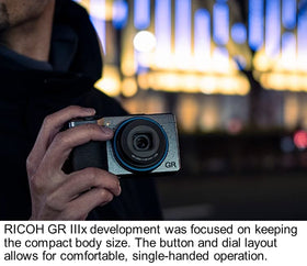 Ricoh GR IIIx Urban Edition navy ring cap adds urban aesthetic for stylish shots.