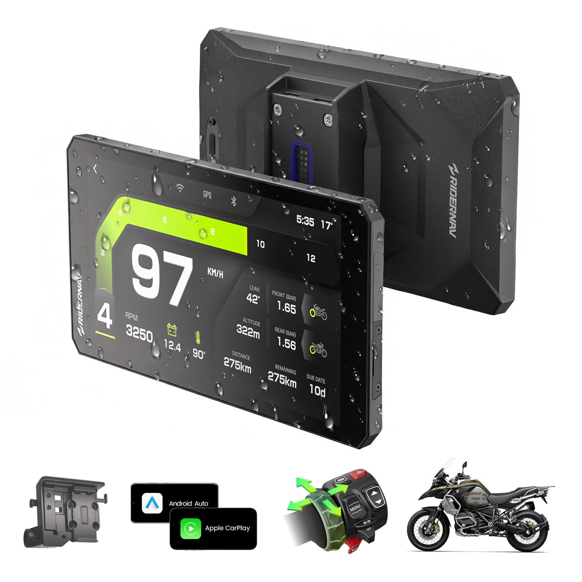 RIDERNAV R7M native display integration for BMW bikes with plug-and-play control
