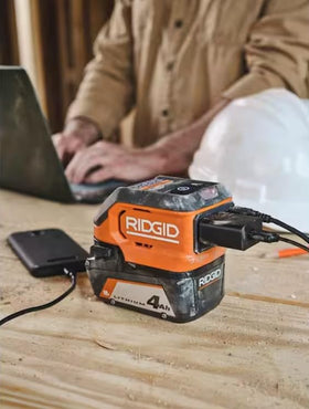 RIDGID inverter charging phone and tablet simultaneously for fast multi-device charging