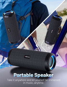 RIENOK poolside setup illustrating outdoor durability and sound benefit