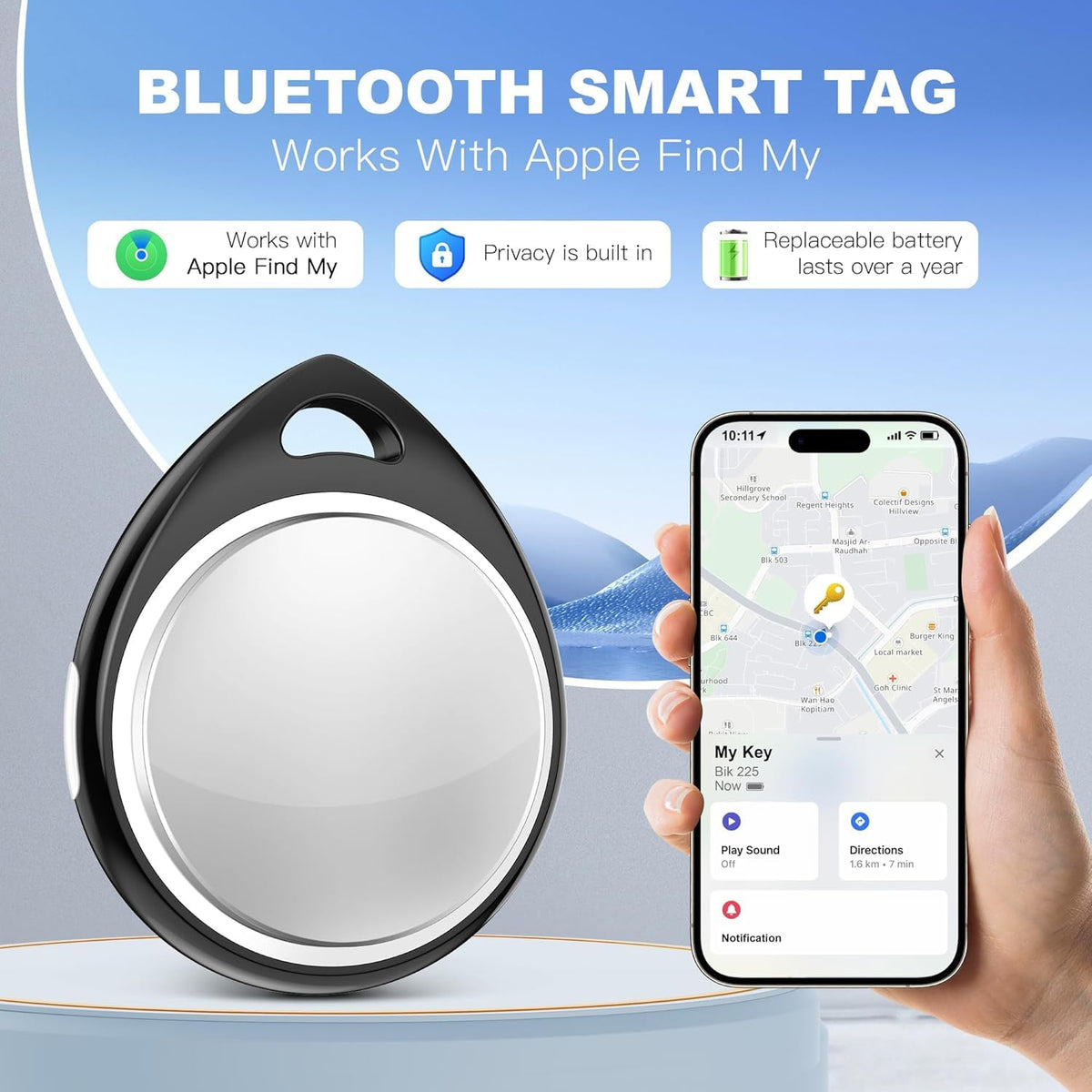 RIFESI Pack Tracker Tags two-tone black and white design for quick identification.