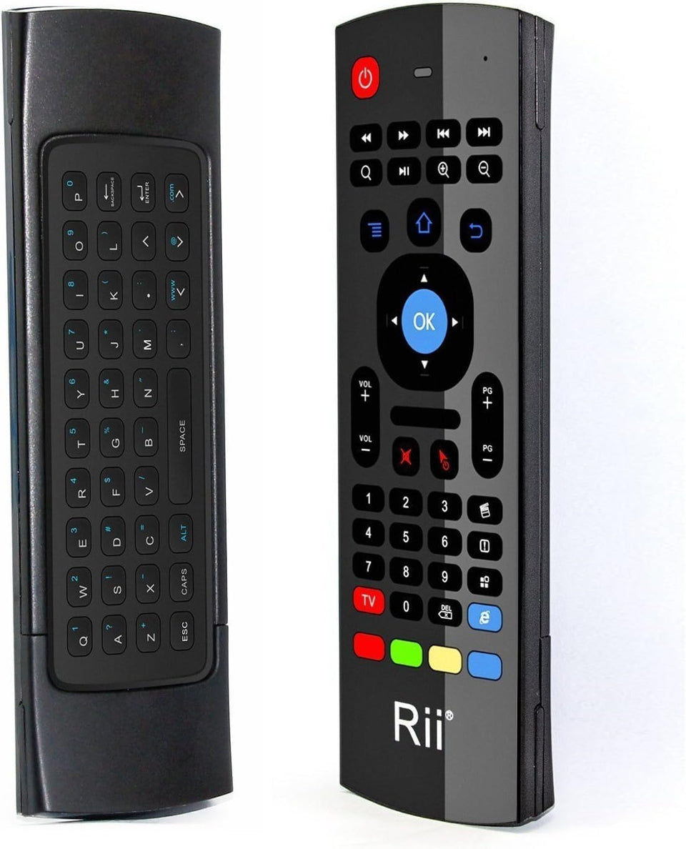 Rii MX3 front view showing compact all-in-one control for couch navigation