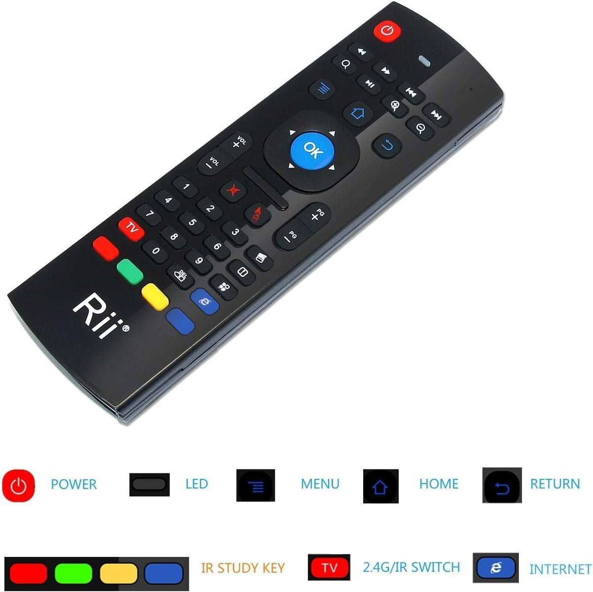 Rii MX3 IR learning mode demonstrates up to five learned keys