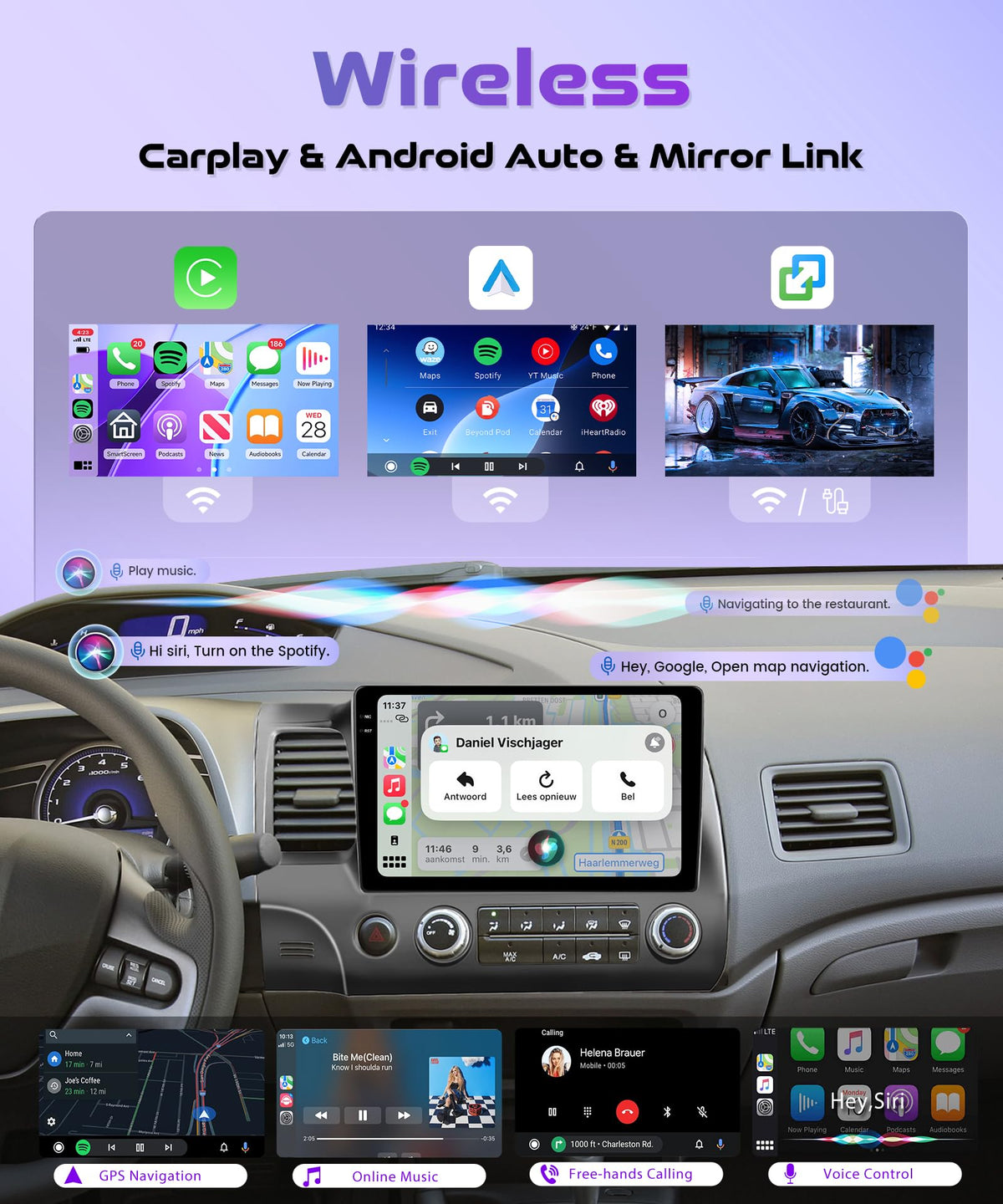 Rimoody 10.1-inch HD touchscreen for clear navigation and media control.