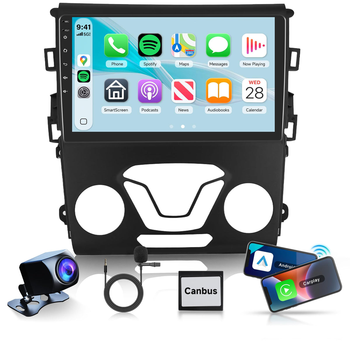 Rimoody Android 15 car stereo front view showing modern dash integration