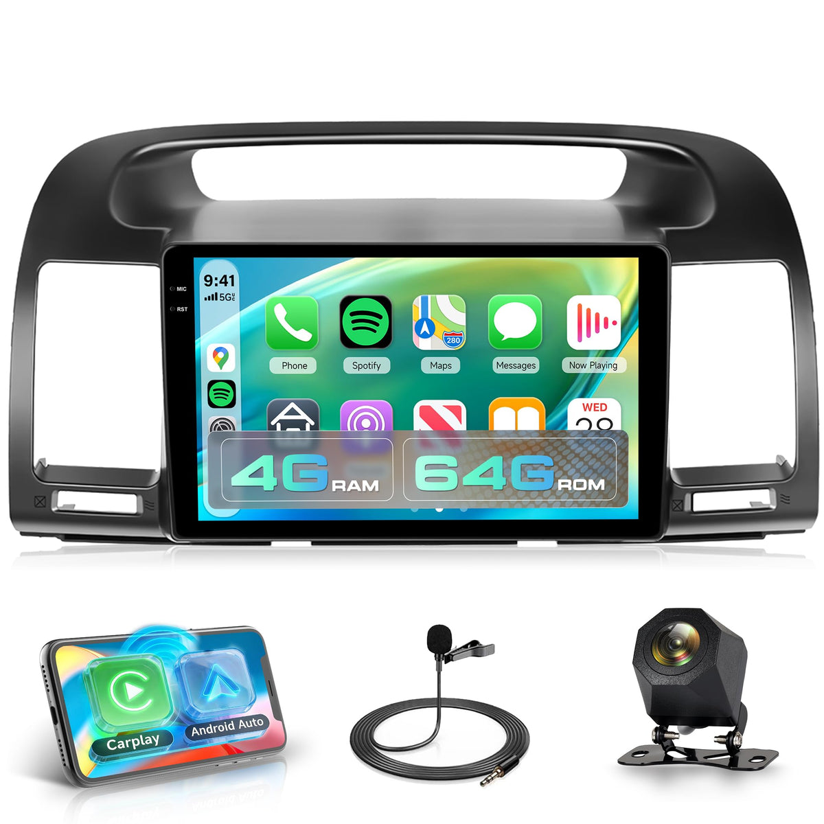 Rimoody Camry 9-inch display stereo for clear navigation and responsive UI